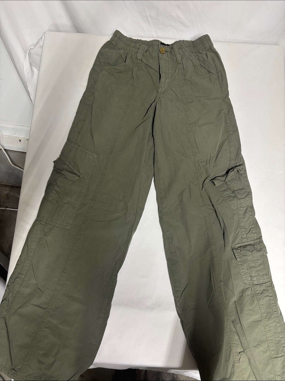 BDG Urban Outfitters Y2K Cargo Pants Olive Green Wide Leg XS 100% Cotton